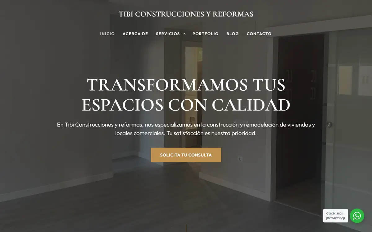 Página web de Tibi Construcciones y Reformas en Logroño diseñada por CSR Soluciones Digitales, vista en ordenador